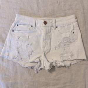 American Eagle white denim hi rise shorts